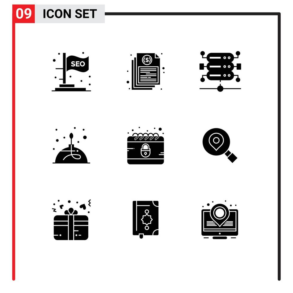 9 Creative Icons Modern Signs and Symbols of calendar lab report fire alcohol Editable Vector Design Elements