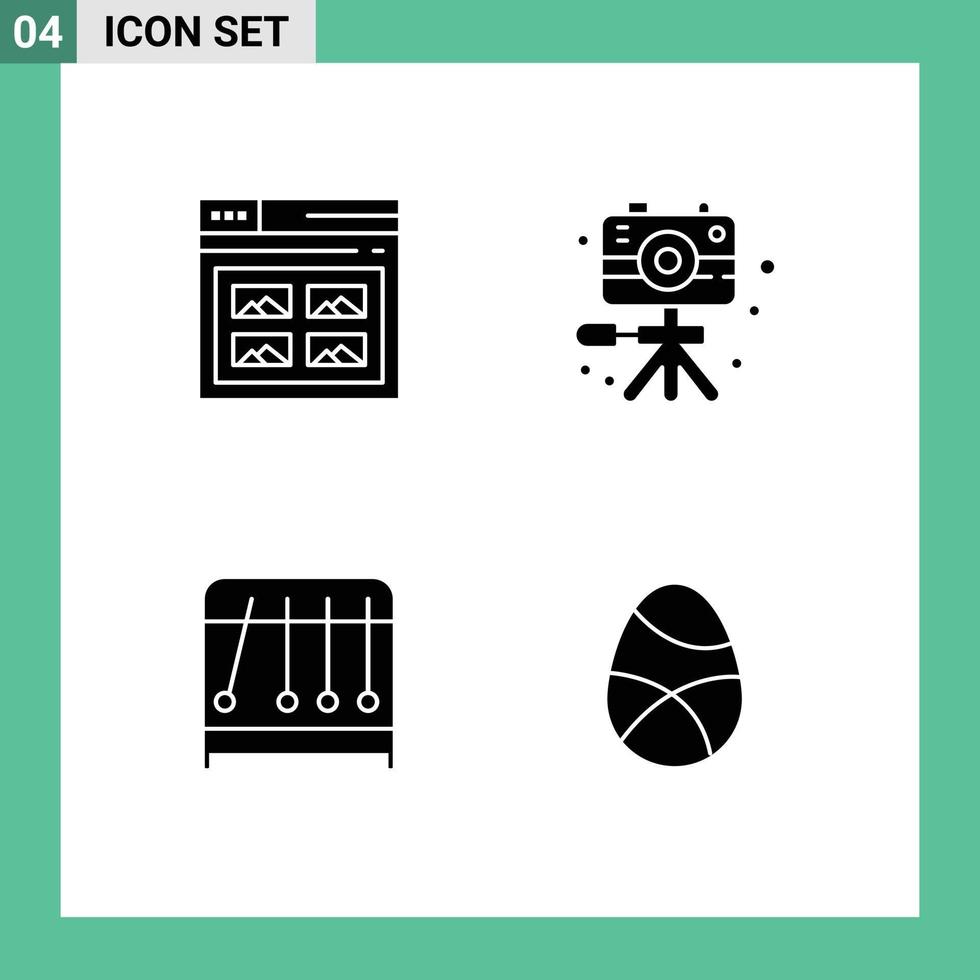 Group of 4 Solid Glyphs Signs and Symbols for internet physics website image science Editable Vector Design Elements