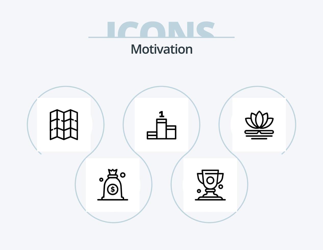 motivación línea icono paquete 5 5 icono diseño. chino. spa. mascarilla. flor. dedo vector