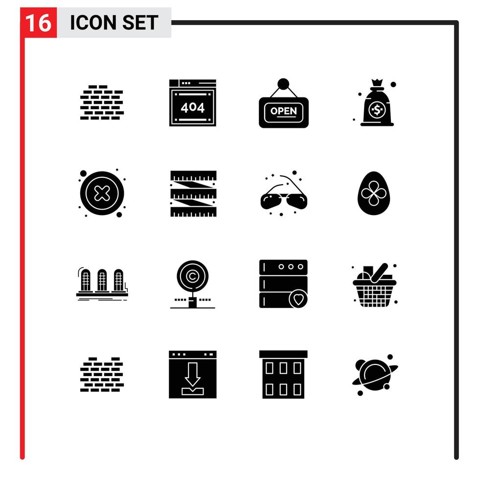 16 Thematic Vector Solid Glyphs and Editable Symbols of user delete board cancel dollar Editable Vector Design Elements