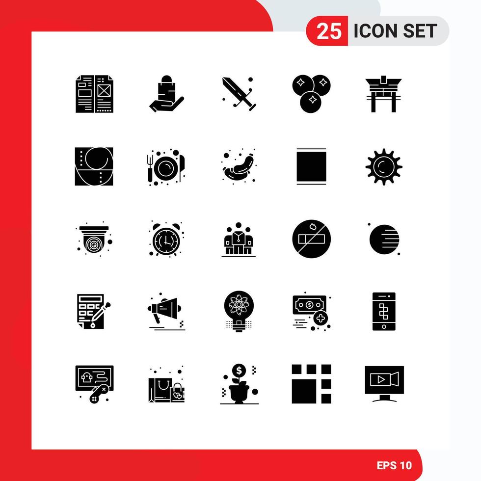 25 User Interface Solid Glyph Pack of modern Signs and Symbols of meal drink shop cranberry mask Editable Vector Design Elements