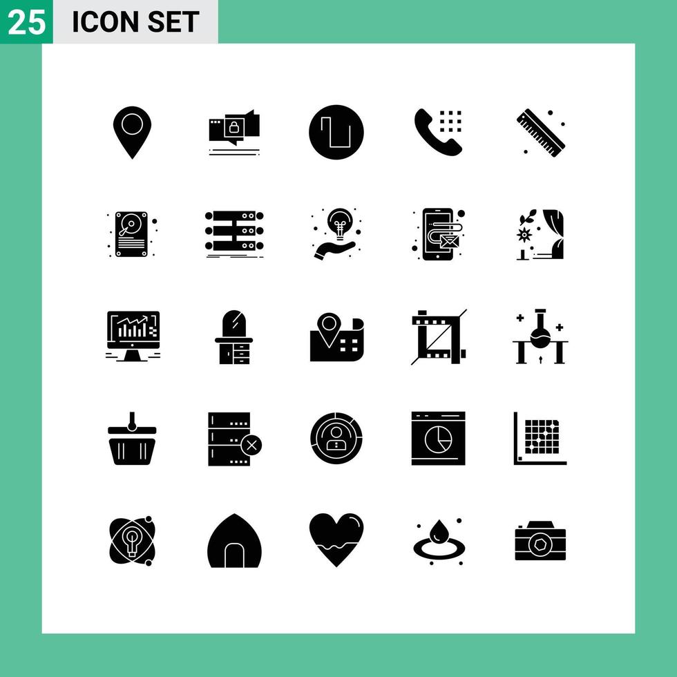 Set of 25 Modern UI Icons Symbols Signs for school measure sound keys dial Editable Vector Design Elements