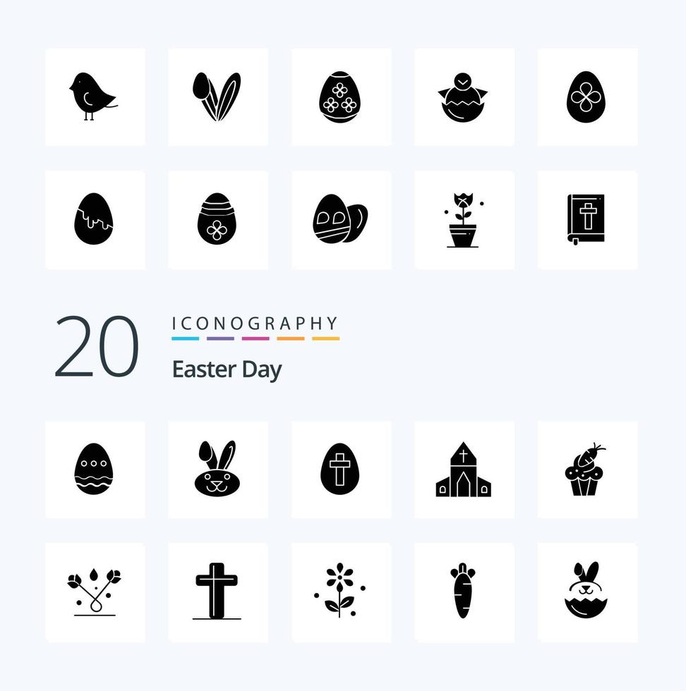 20 Easter Solid Glyph icon Pack like easter happy egg baby chicken vector