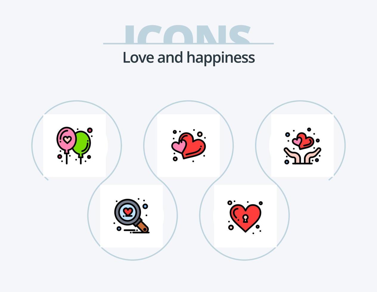 Love Line Filled Icon Pack 5 Icon Design. love. like. fire. heart. love vector