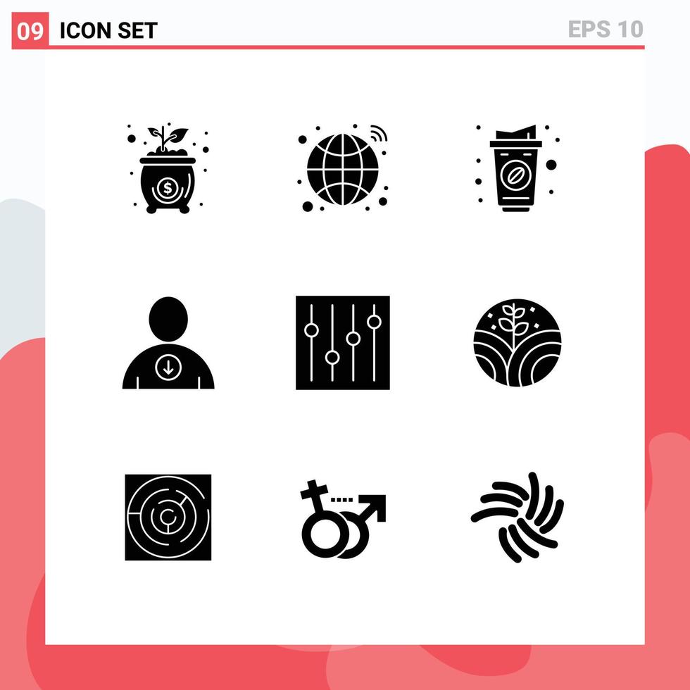 9 9 creativo íconos moderno señales y símbolos de Afinación control S café usuario abajo editable vector diseño elementos