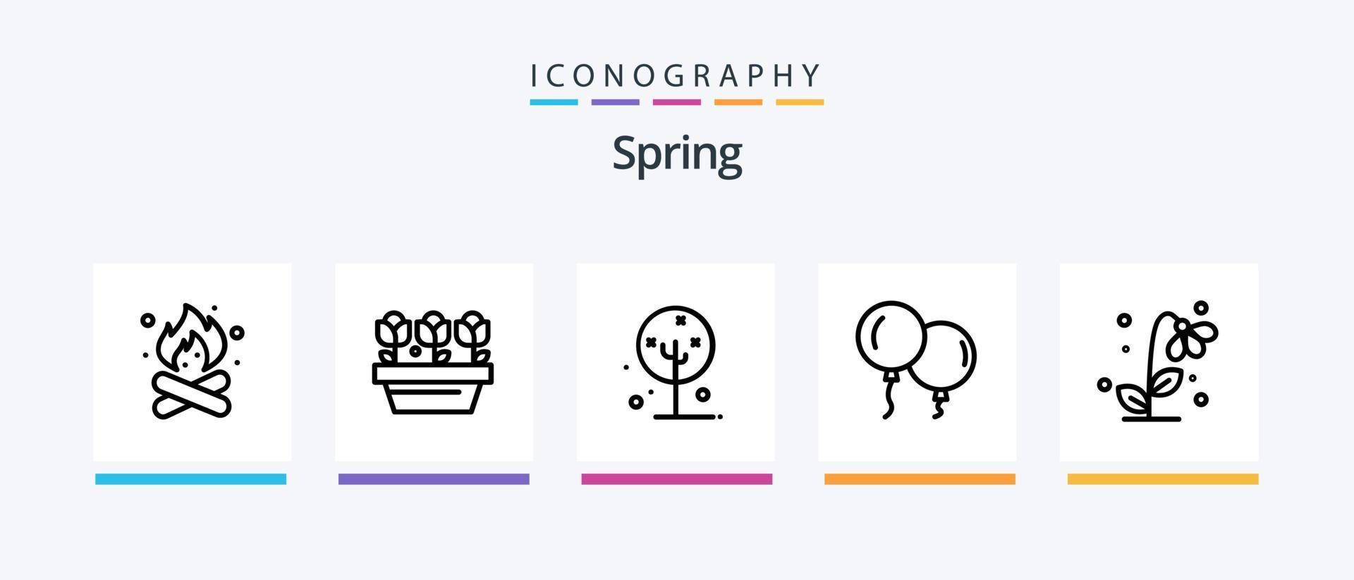 Spring Line 5 Icon Pack Including grass. rake. spring. gardener. spring. Creative Icons Design vector