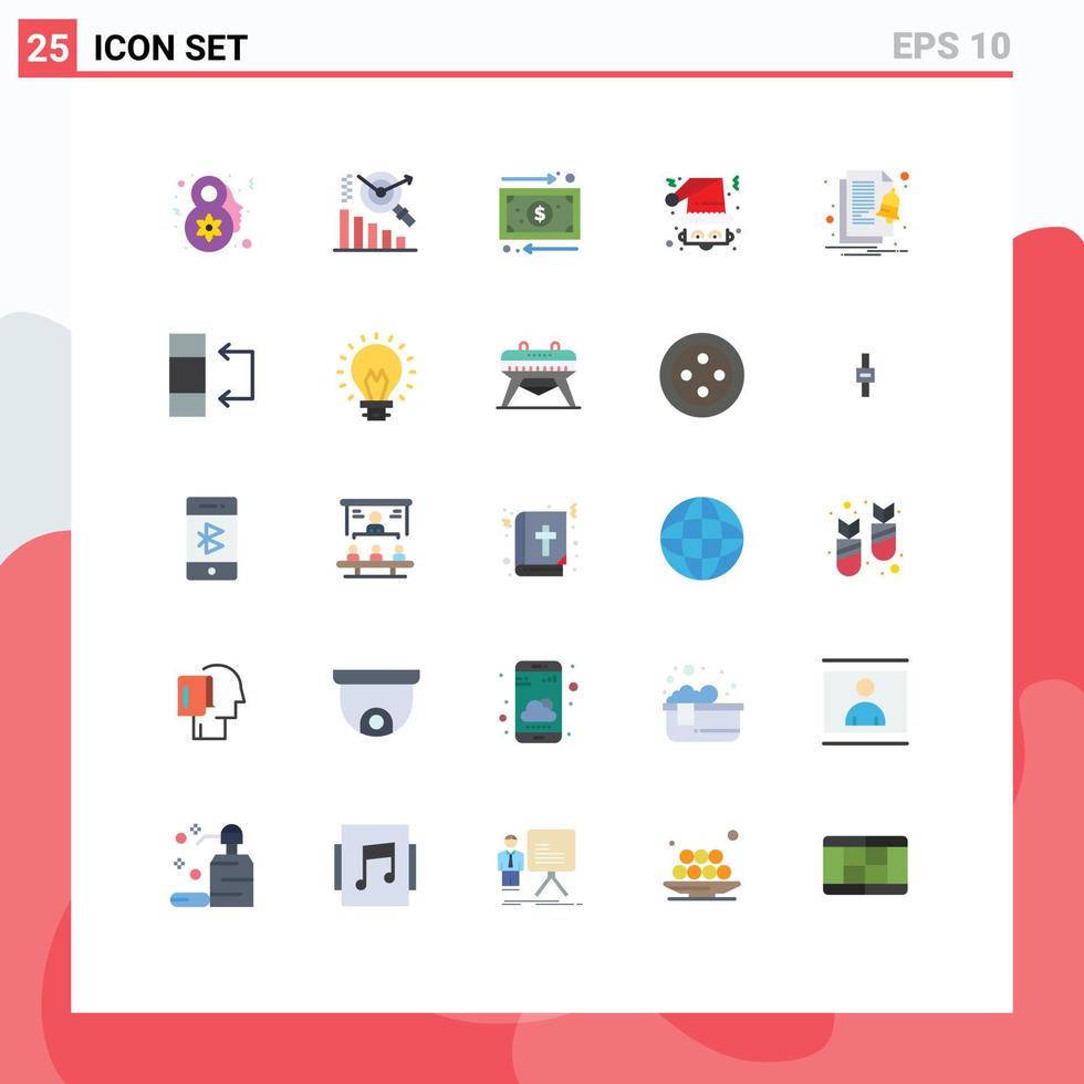 Group of 25 Flat Colors Signs and Symbols for notification alert management claus santa Editable Vector Design Elements