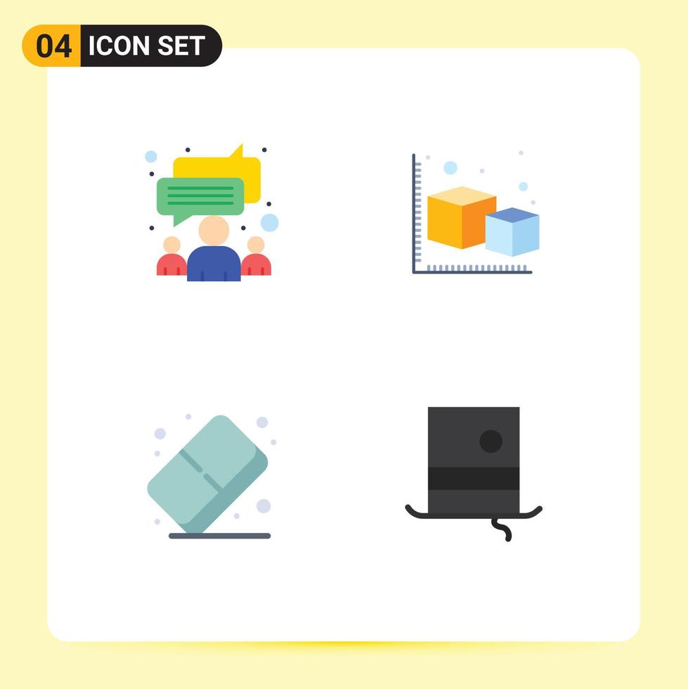 Modern Set of 4 Flat Icons and symbols such as chat arts team modeling paint Editable Vector Design Elements