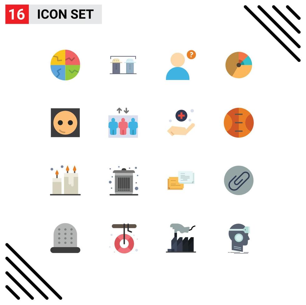 Group of 16 Modern Flat Colors Set for statistics finance spices diagram business Editable Pack of Creative Vector Design Elements