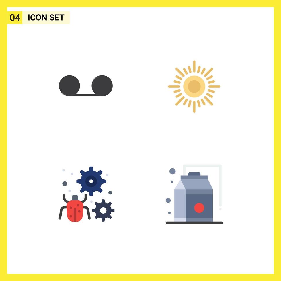 User Interface Pack of 4 Basic Flat Icons of mail setting sun configure food Editable Vector Design Elements