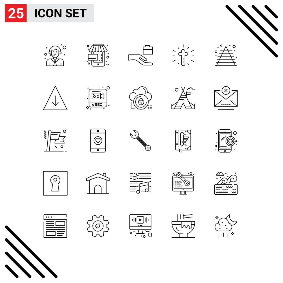 Modern Set of 25 Lines Pictograph of marketing business folder easter christian Editable Vector Design Elements