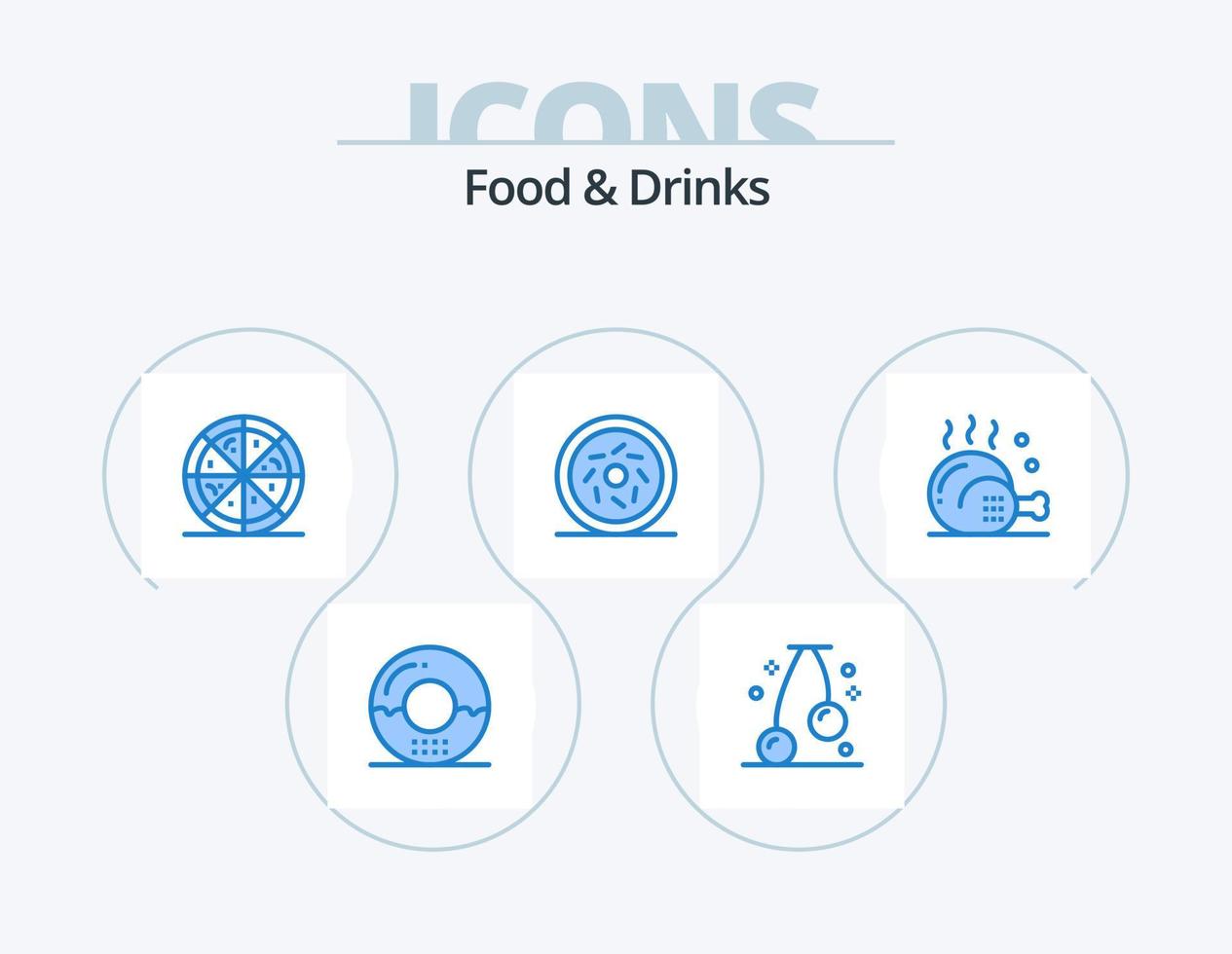 comida y bebidas azul icono paquete 5 5 icono diseño. comida. bebidas rápido alimento. cocinando. dulce vector