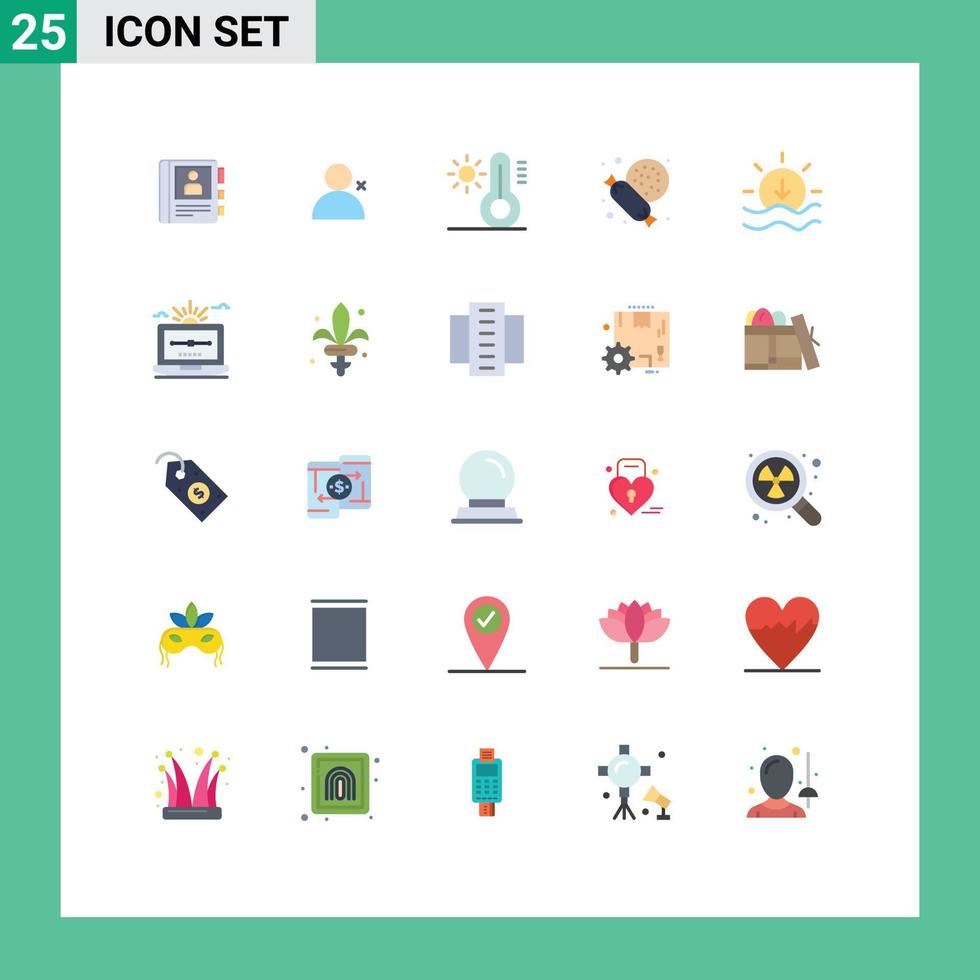 25 Flat Color concept for Websites Mobile and Apps file weather sun sunset candy Editable Vector Design Elements