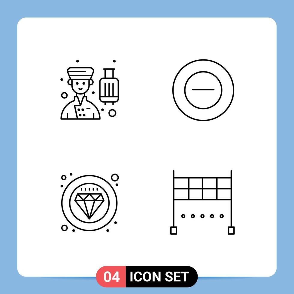 valores vector icono paquete de 4 4 línea señales y símbolos para avatar prima profesional añadir Servicio editable vector diseño elementos