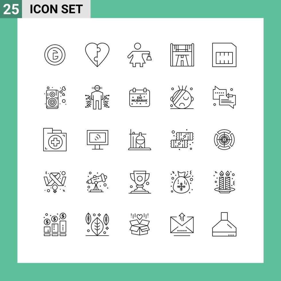 Group of 25 Lines Signs and Symbols for sim card people road start Editable Vector Design Elements