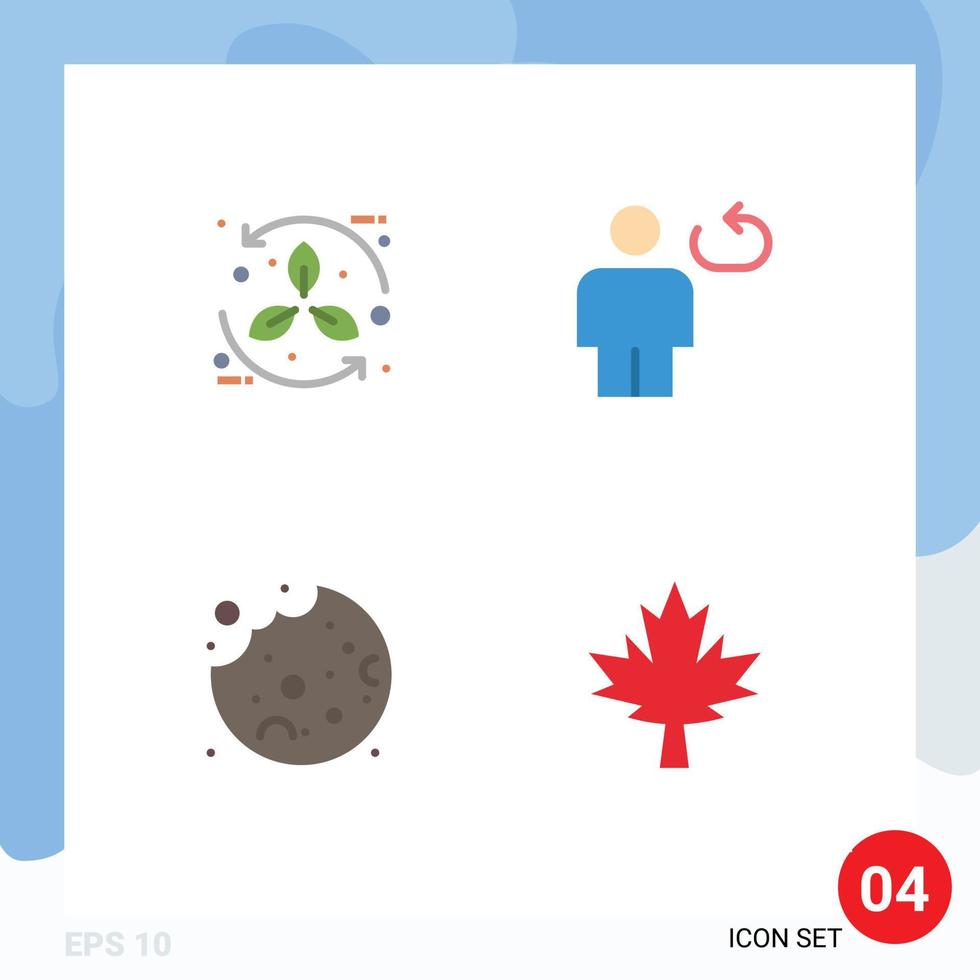 Pack of 4 Modern Flat Icons Signs and Symbols for Web Print Media such as bio repeat leaf body cookie Editable Vector Design Elements