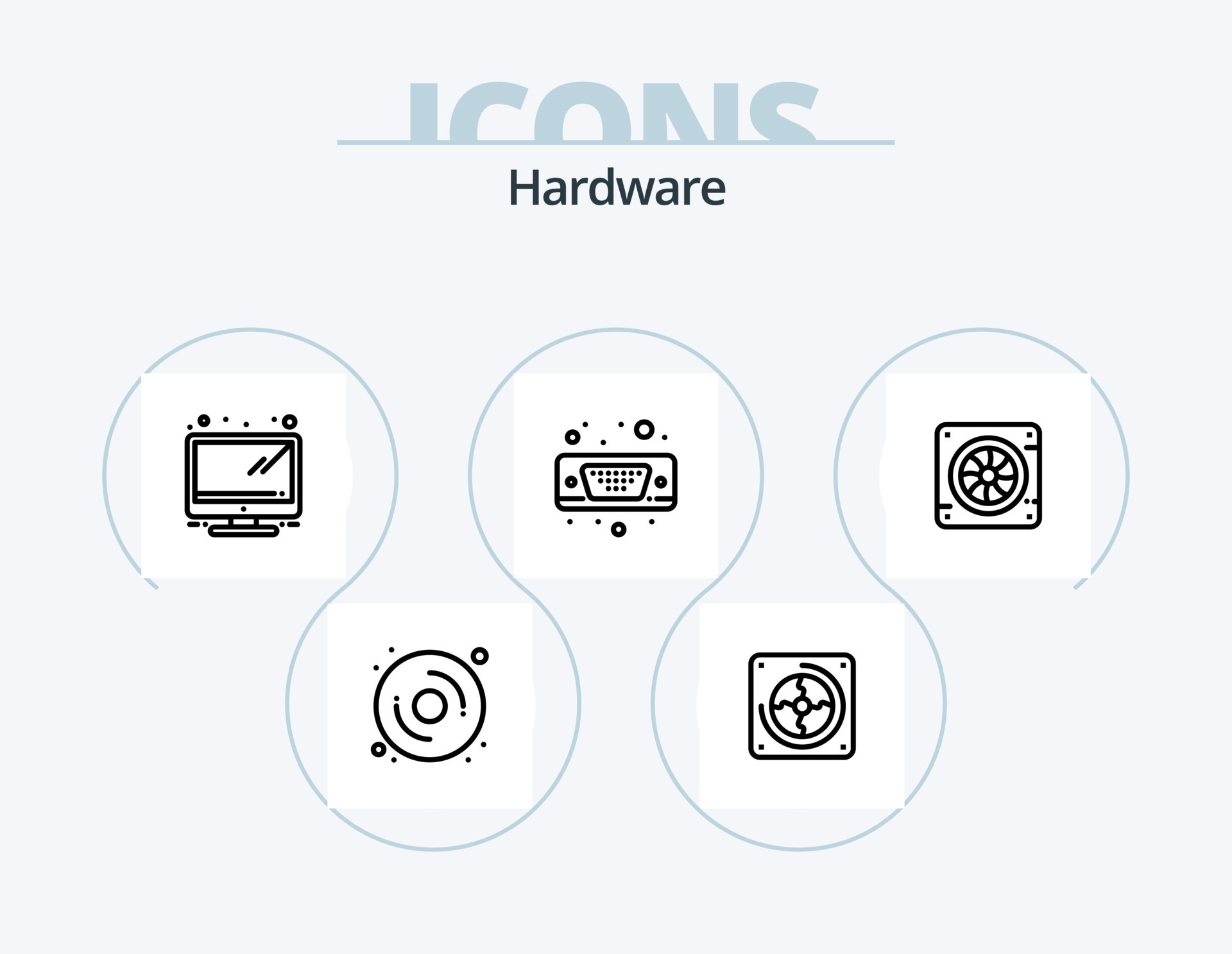 Hardware Line Icon Pack 5 Icon Design. hardware. laptop. on off