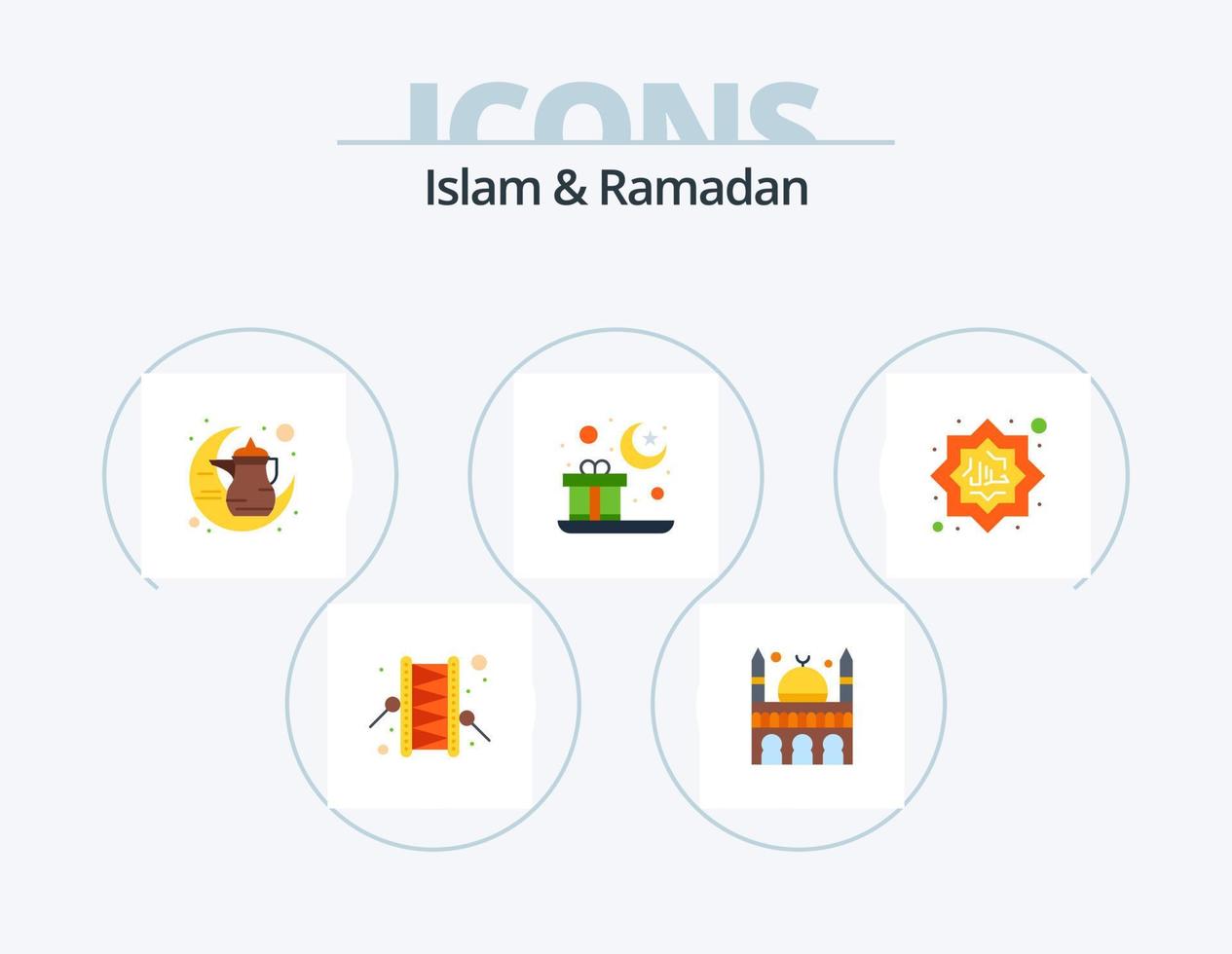 islam y Ramadán plano icono paquete 5 5 icono diseño. musulmán. religión. maceta. mubarak. islam vector