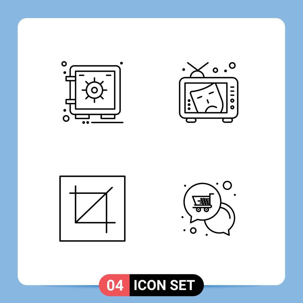 Stock Vector Icon Pack of 4 Line Signs and Symbols for locker crop vault art interface Editable Vector Design Elements