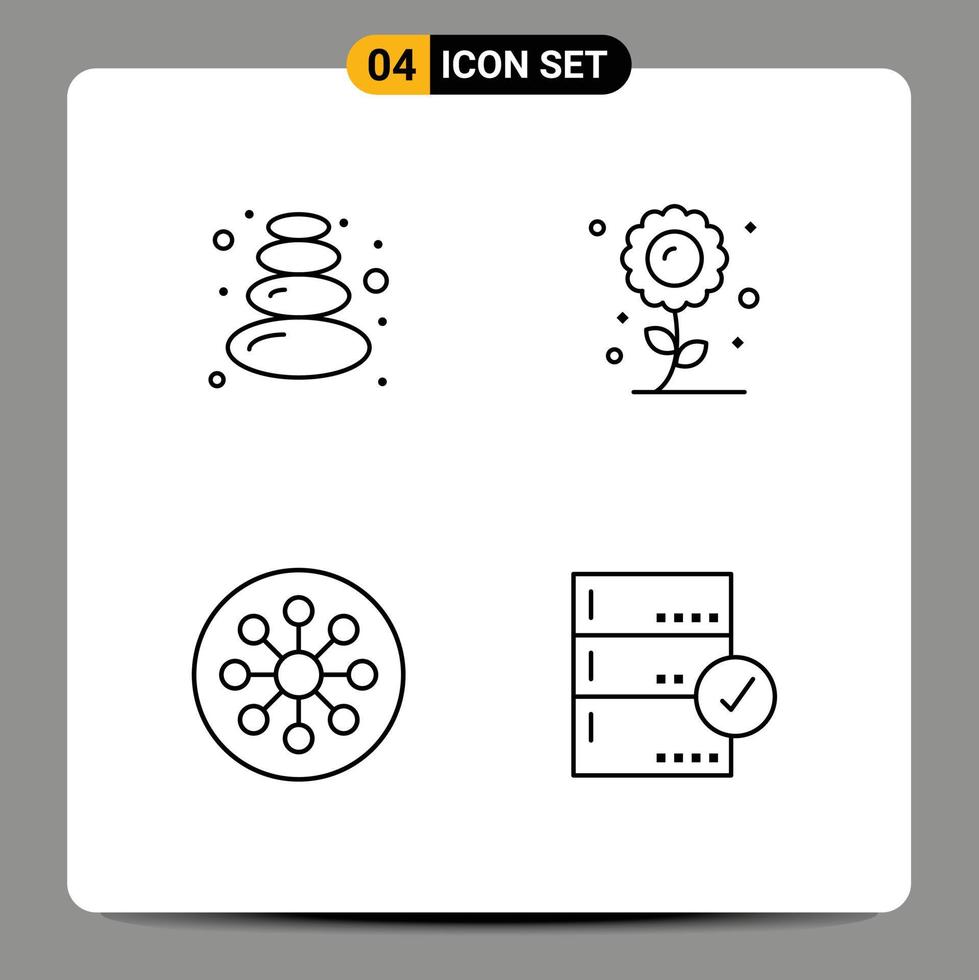 4 Universal Filledline Flat Colors Set for Web and Mobile Applications sauna cell farming sunflower laboratory Editable Vector Design Elements