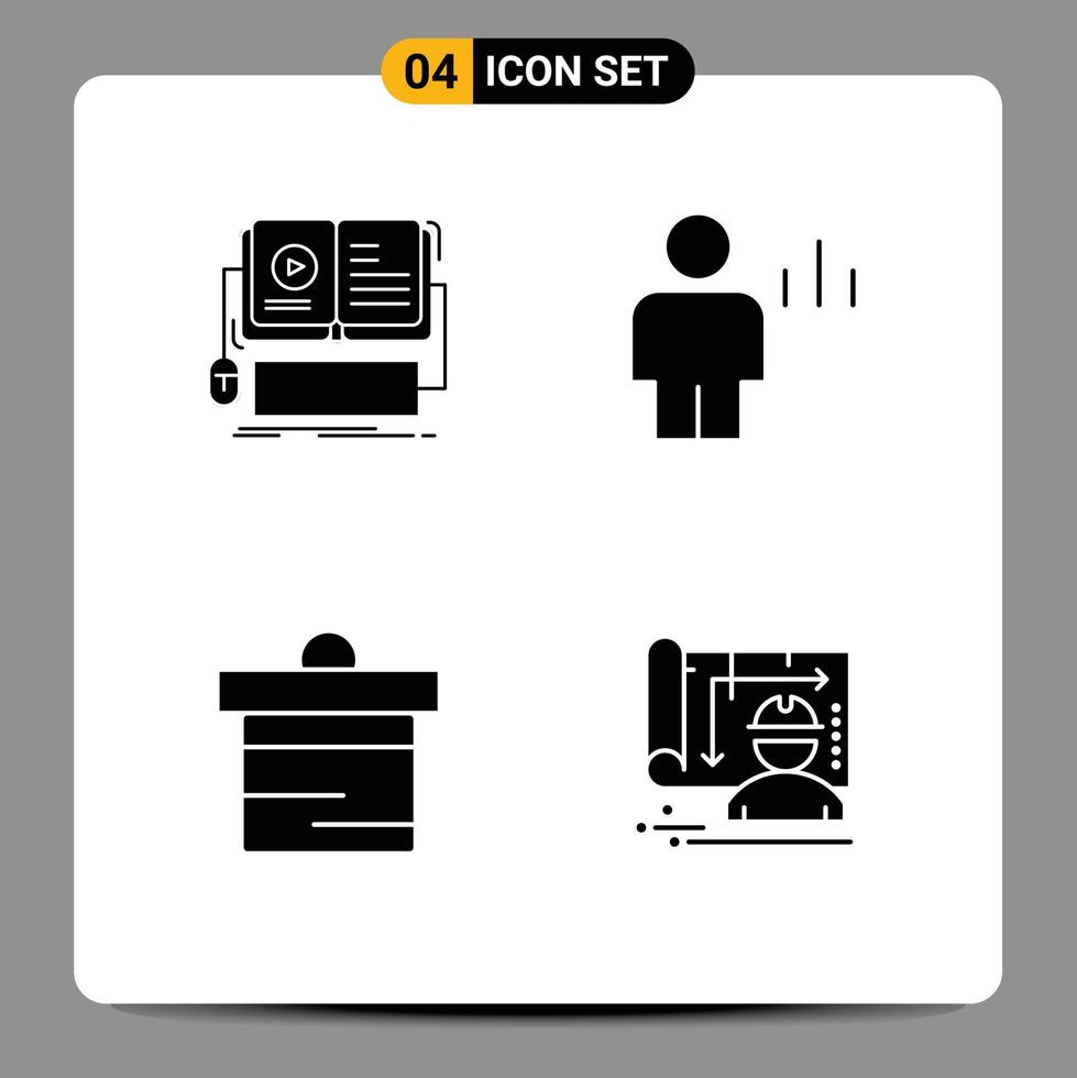 User Interface Pack of 4 Basic Solid Glyphs of book human mobile avatar dollar Editable Vector Design Elements