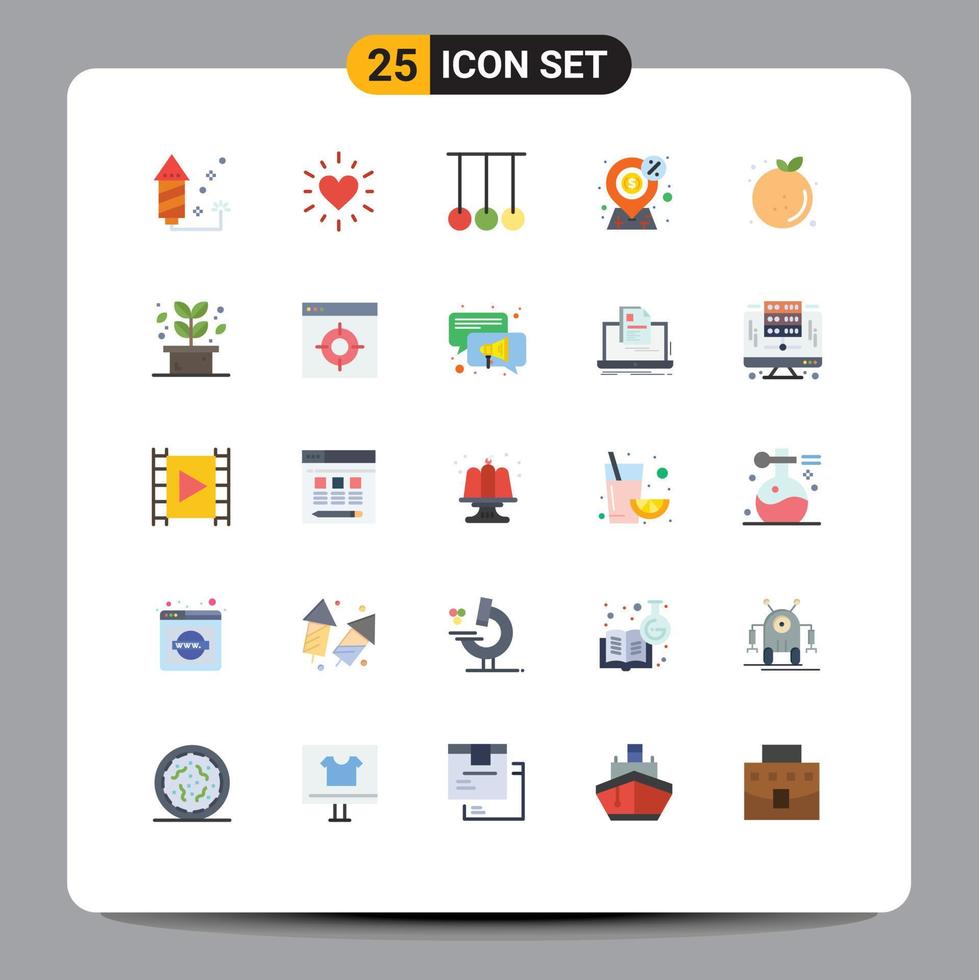 Modern Set of 25 Flat Colors Pictograph of diet present gymnastics payment finance Editable Vector Design Elements