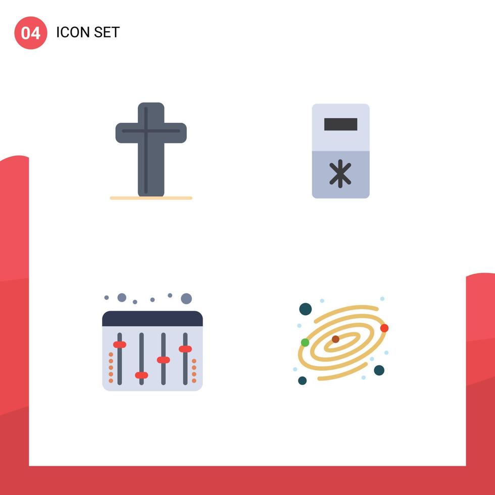 4 User Interface Flat Icon Pack of modern Signs and Symbols of celebration equalizer easter refrigerator planet Editable Vector Design Elements