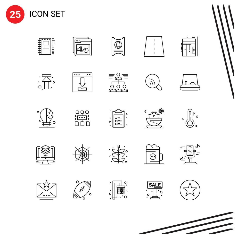 Pictogram Set of 25 Simple Lines of grid construction web bridge ticket Editable Vector Design Elements