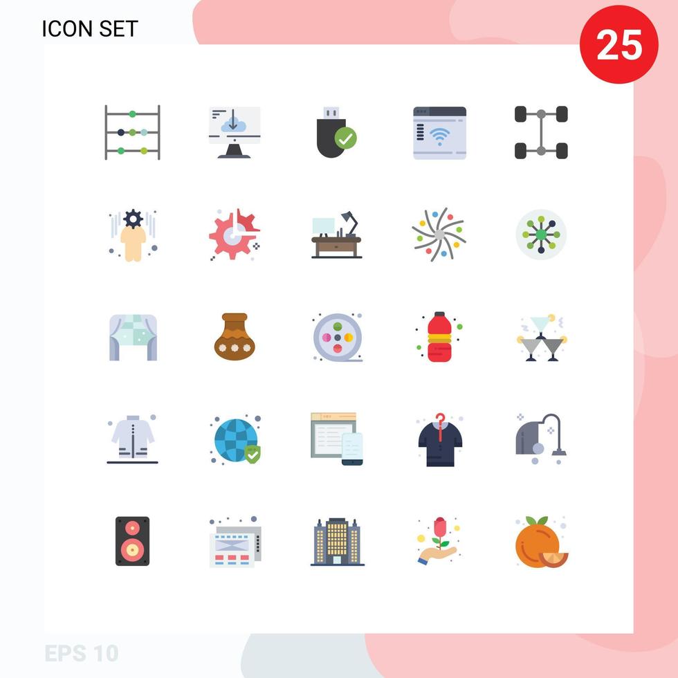 25 Universal Flat Color Signs Symbols of automobile router computers iot stick Editable Vector Design Elements