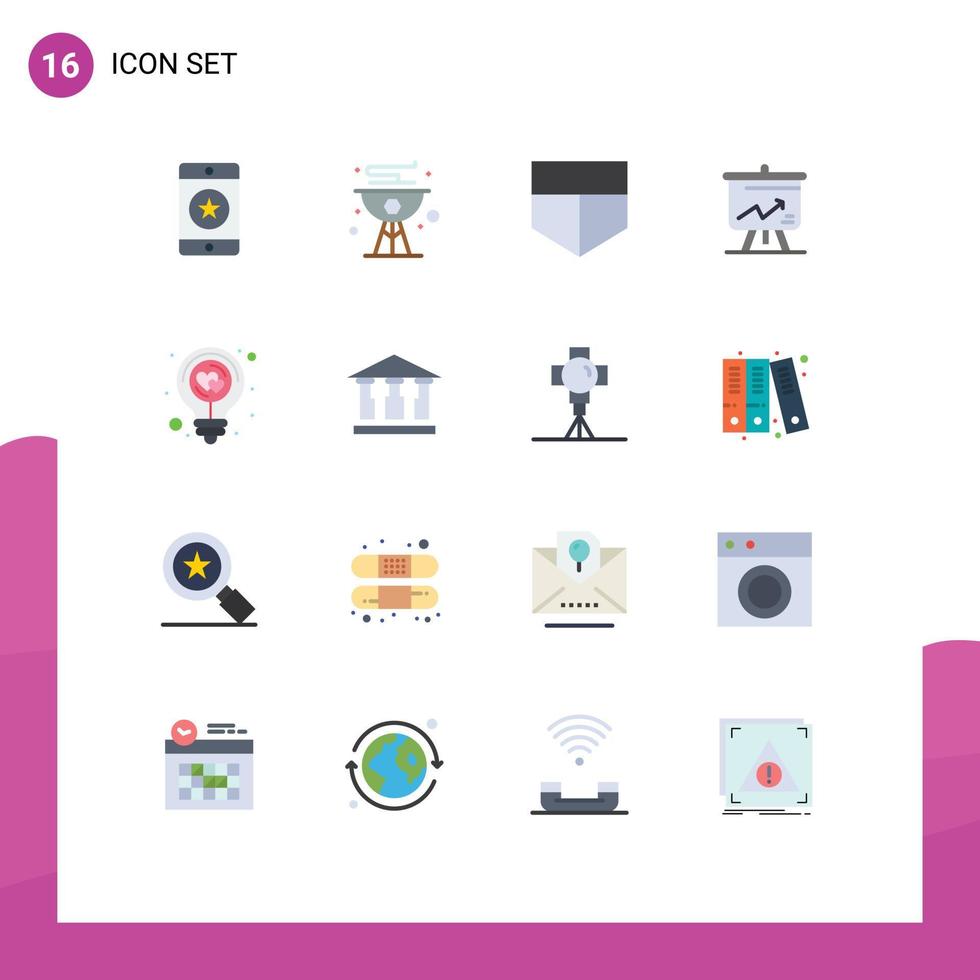 Editable Vector Line Pack of 16 Simple Flat Colors of energy board grill graph analytics Editable Pack of Creative Vector Design Elements