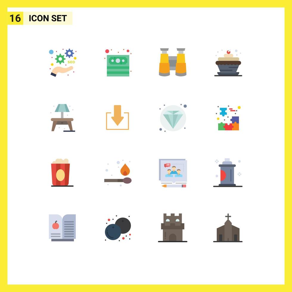 Universal Icon Symbols Group of 16 Modern Flat Colors of arrow living search home candle Editable Pack of Creative Vector Design Elements