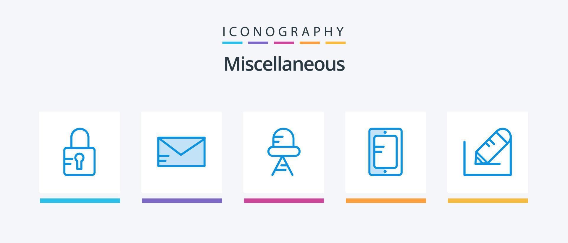 Miscellaneous Blue 5 Icon Pack Including . text. light. write. school. Creative Icons Design vector
