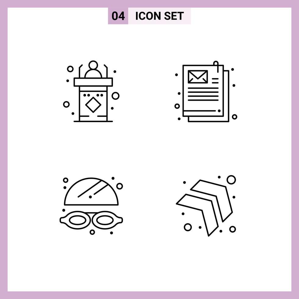 Line Pack of 4 Universal Symbols of classroom water seminar email arrow Editable Vector Design Elements