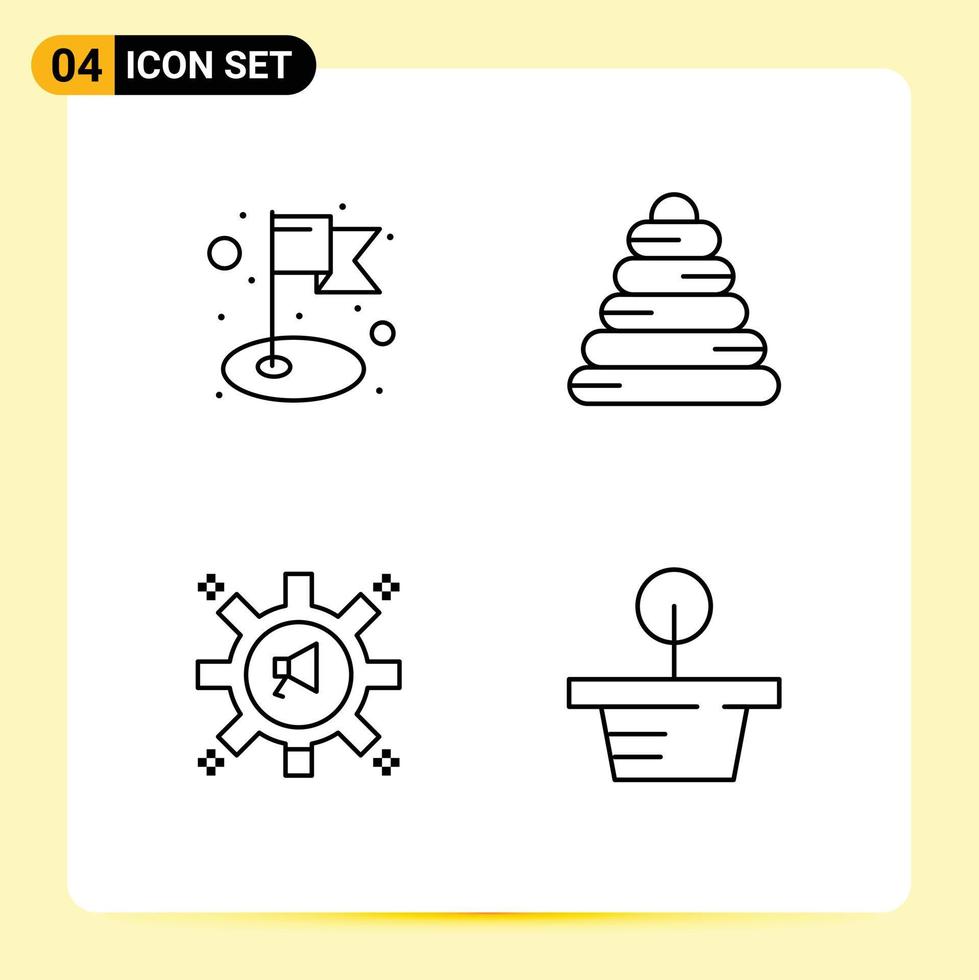 Mobile Interface Line Set of 4 Pictograms of achievement marketing baby advertising plant Editable Vector Design Elements