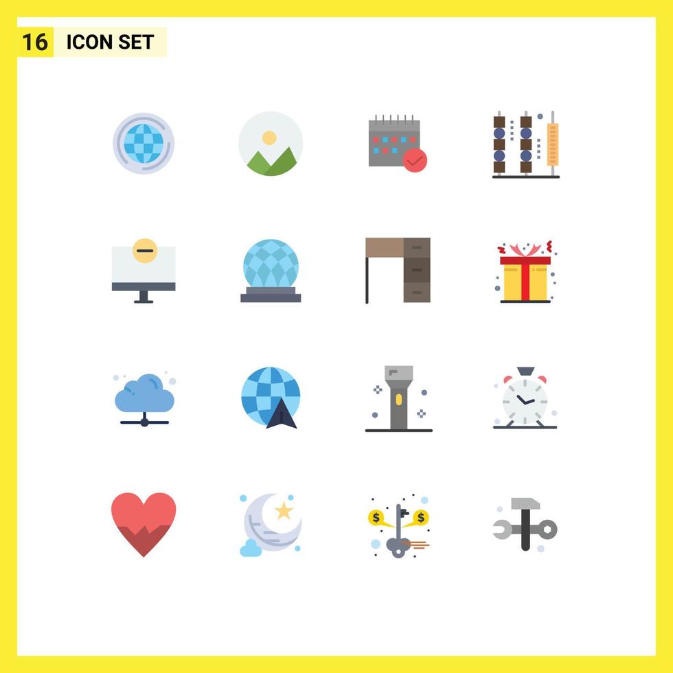Universal Icon Symbols Group of 16 Modern Flat Colors of meat food approved drinks plan Editable Pack of Creative Vector Design Elements