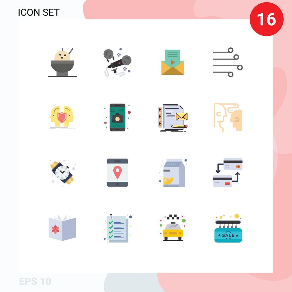 Universal Icon Symbols Group of 16 Modern Flat Colors of dual man sms wind climate Editable Pack of Creative Vector Design Elements