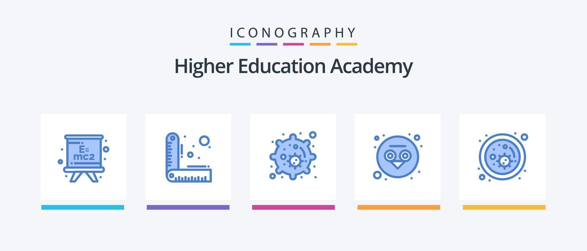 academia azul 5 5 icono paquete incluso estudiar. celúla. biología. sabiduría. creativo íconos diseño vector