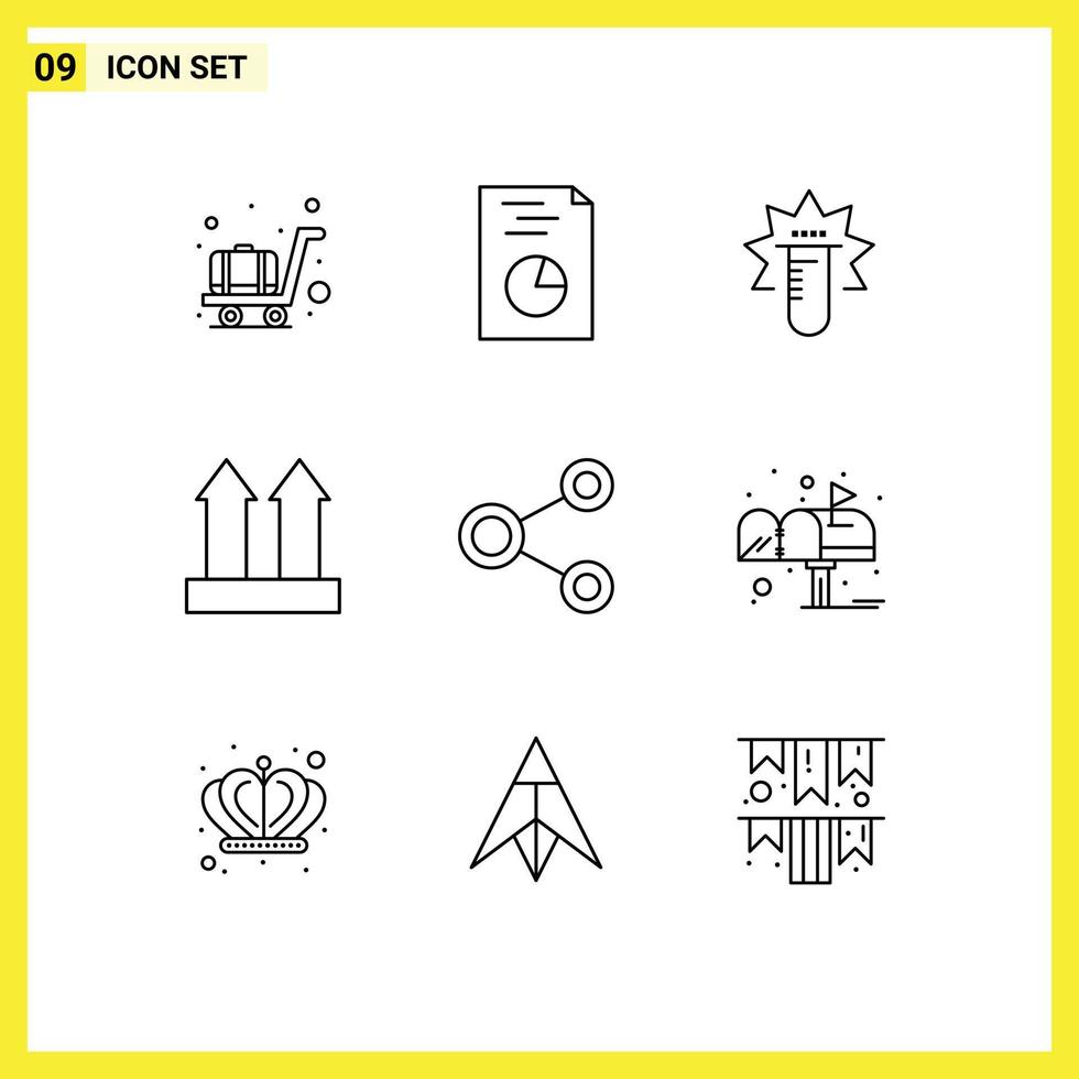 9 Thematic Vector Outlines and Editable Symbols of sharing link medical connect transport Editable Vector Design Elements
