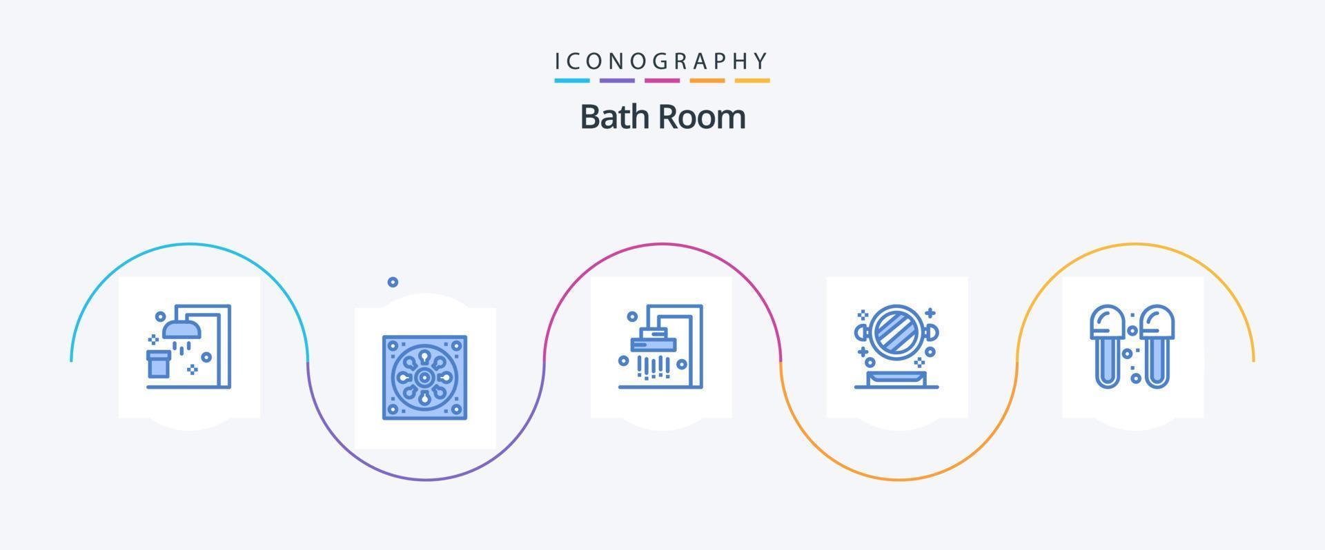 bañera habitación azul 5 5 icono paquete incluso baño. baño. baño. estante. baño vector