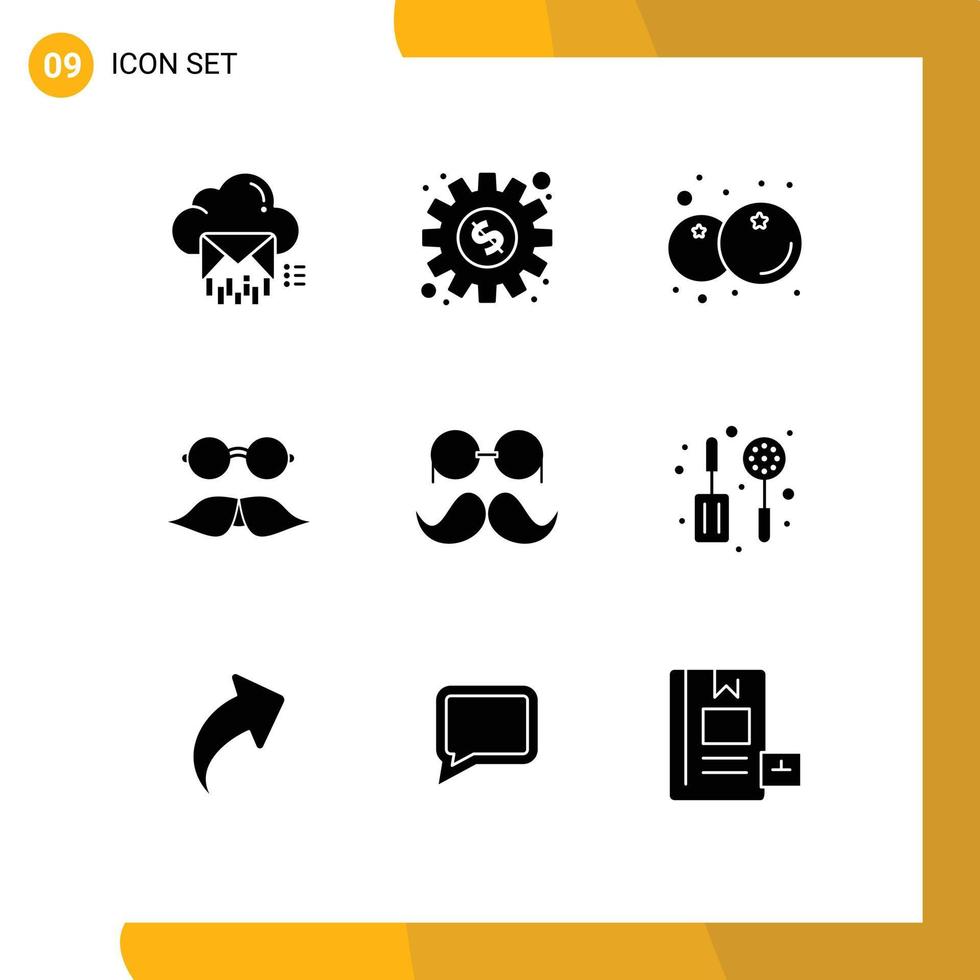 pictograma conjunto de 9 9 sencillo sólido glifos de hombres movember trabajo hipster sano editable vector diseño elementos