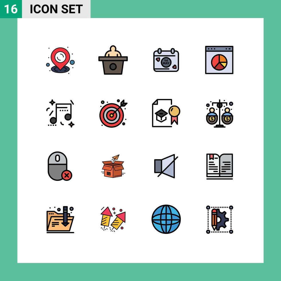 16 Creative Icons Modern Signs and Symbols of bulls eye music day happiness website Editable Creative Vector Design Elements