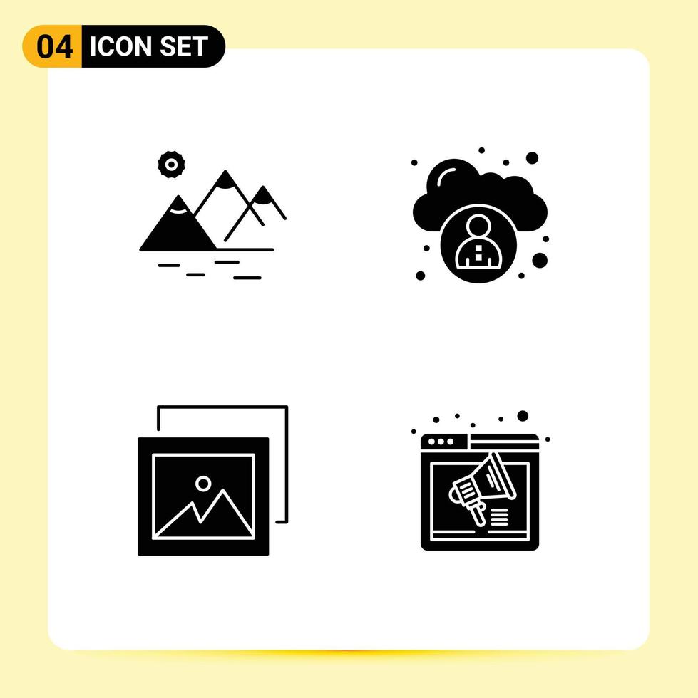 Pack of creative Solid Glyphs of environment photo farming user internet Editable Vector Design Elements