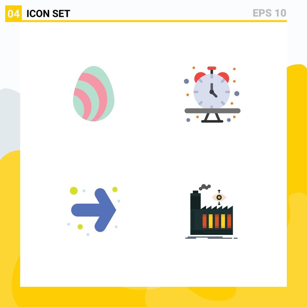 4 Universal Flat Icons Set for Web and Mobile Applications egg back spring wristwatch mill Editable Vector Design Elements