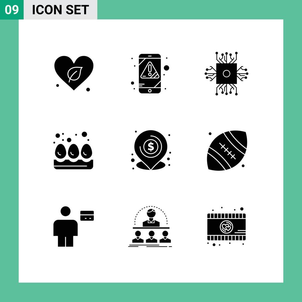 9 Universal Solid Glyph Signs Symbols of lend eggs chip egg technology Editable Vector Design Elements