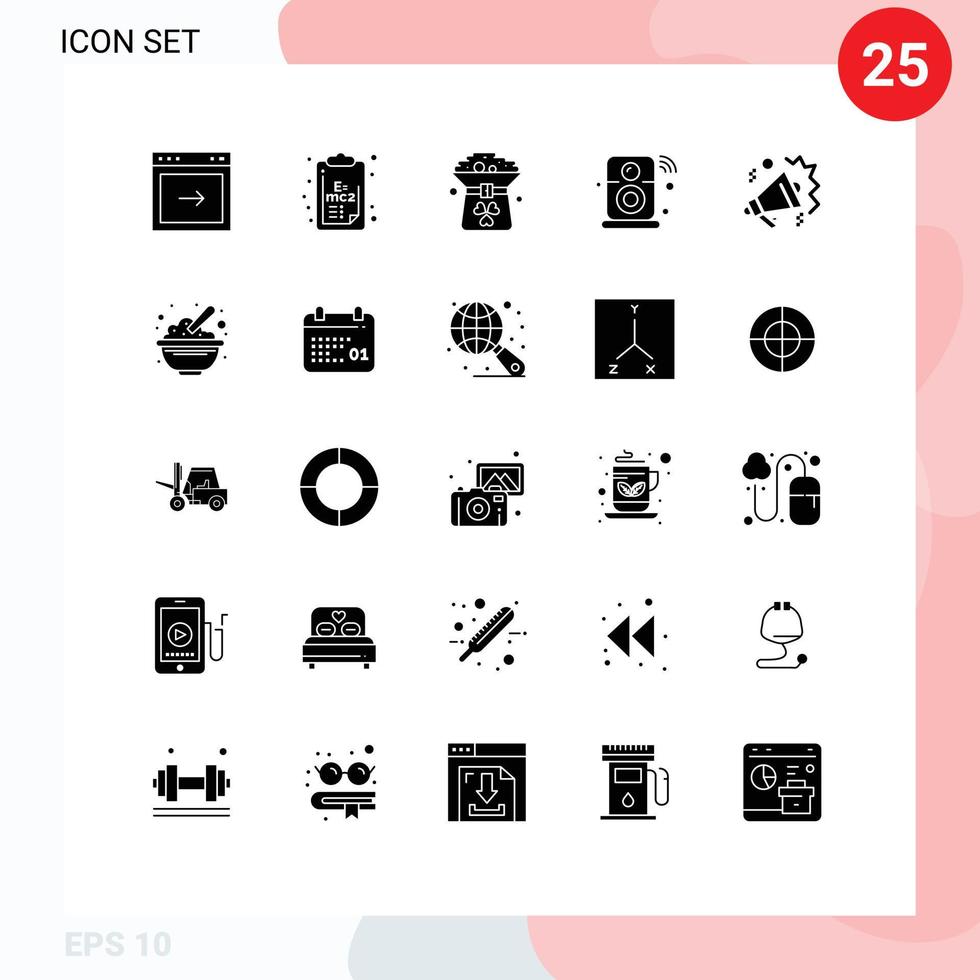 Pictogram Set of 25 Simple Solid Glyphs of wifi internet of things clover internet in Editable Vector Design Elements