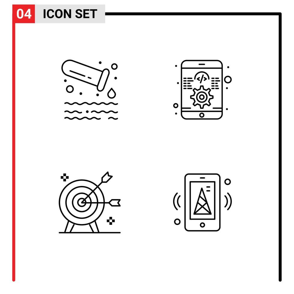 Group of 4 Modern Filledline Flat Colors Set for gas arrow tube software marketing Editable Vector Design Elements