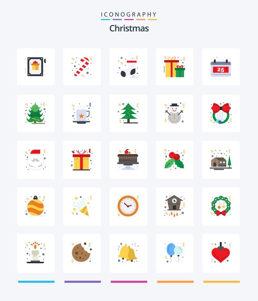 Creative Christmas 25 Flat icon pack  Such As christmas. christmas. christmas. calendar. present vector