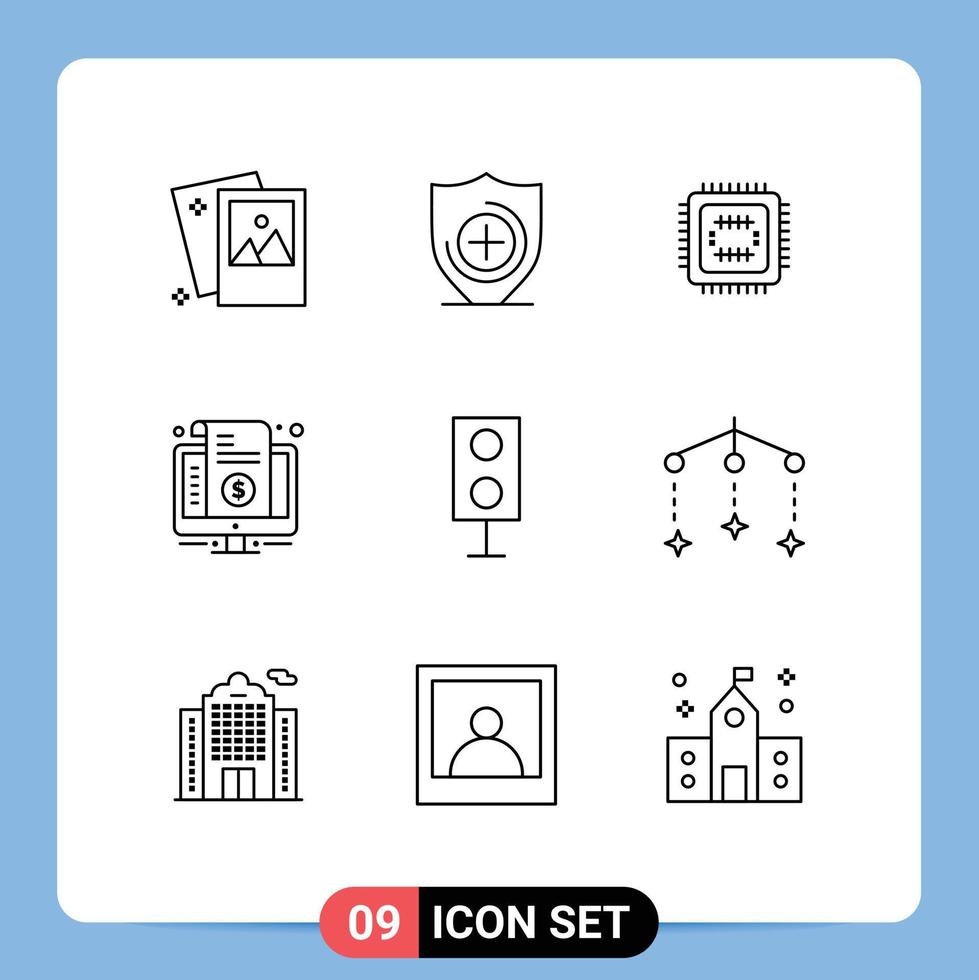 9 User Interface Outline Pack of modern Signs and Symbols of devices price system invoice bill Editable Vector Design Elements