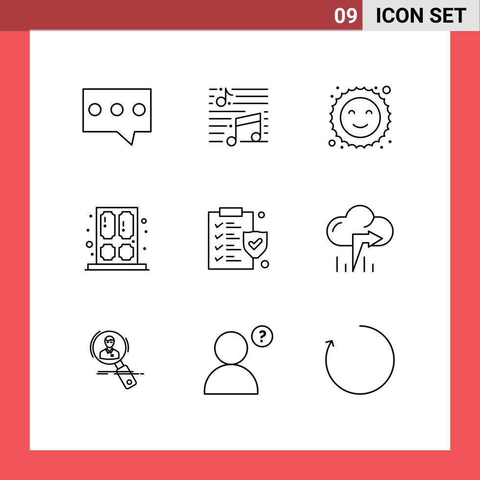Modern Set of 9 Outlines and symbols such as policy document cookie window home Editable Vector Design Elements