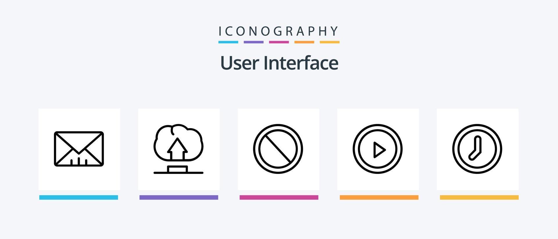 User Interface Line 5 Icon Pack Including user. interface. like. gear. upload. Creative Icons Design vector